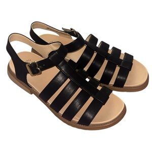NWOT Dr Scholls A-Ok Black Faux Leather Gladiator Comfort Sandals 9M